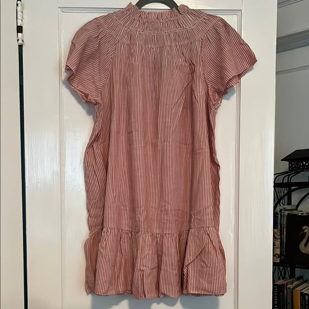 J Crew Blush Striped Ruffle Dress - Picture 3 of 5